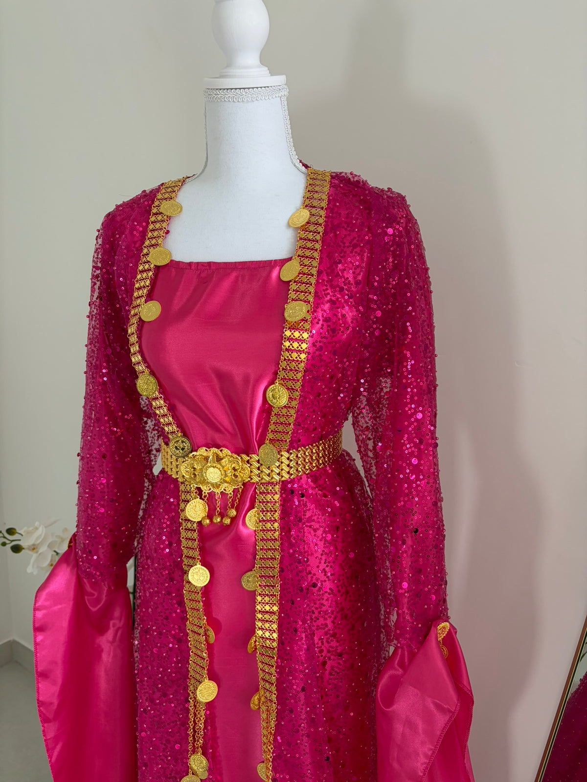 Robe kurde xeftan - Fuchsia pailletée