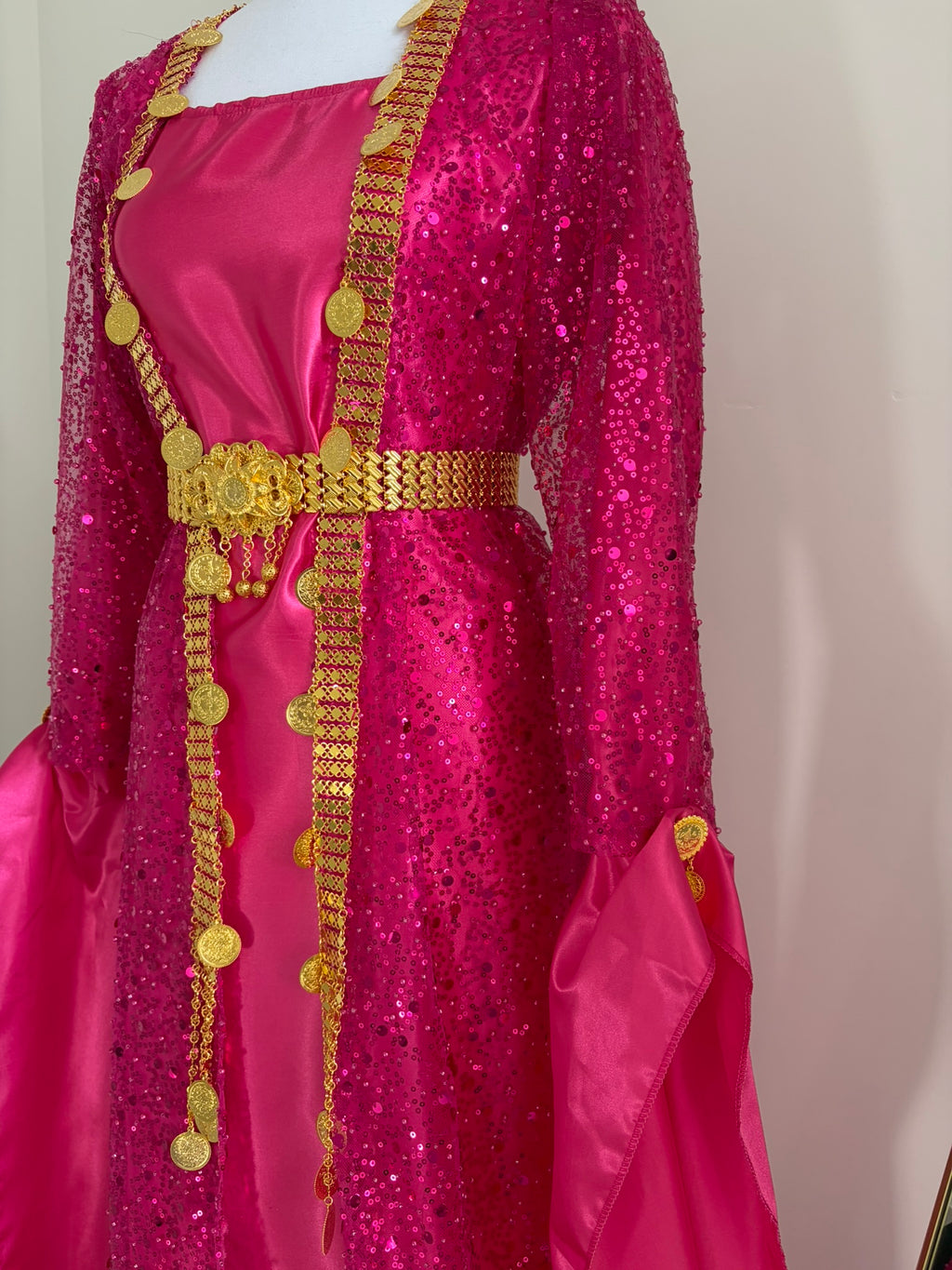 Robe kurde xeftan - Fuchsia pailletée